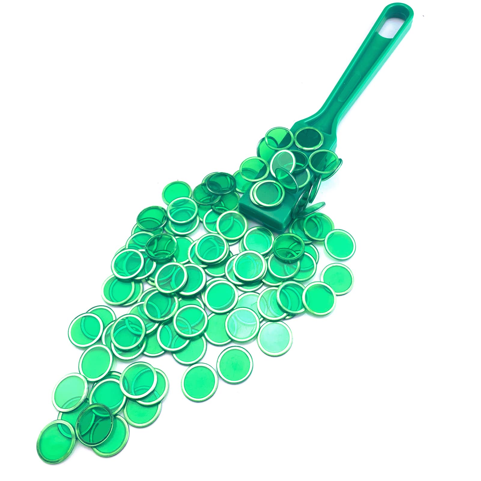 Dacefloy Magnetic Wand and Bingo Chips Set Magnet Stick with 100pcs Metal Ringed Tokens for Elderly Game Chess (Green) — image 1