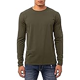 X RAY Men's Crewneck & Hooded Long Sleeve T-Shirt, 95% Cotton Stretch Slim Fit Basic Shirt for Men