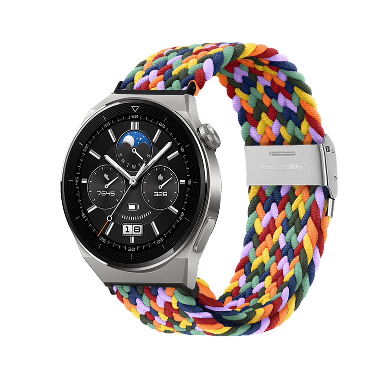 Niboow 20mm Strap for Huawei Watch GT 3 Pro 43mm/GT 3 42mm/GT 2 42mm/Watch 2/Watch 2 Pro/Watch 2 Sport/Honor Magic Watch 2 42mm, Nylon Braided Watch Bands for Garmin Vivoactive 5 - Iridescent