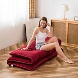 MAXYOYO Futon Mattress Burgundy Double Thick Memory Foam Floor Mattress view 2