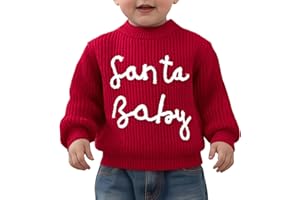 Cudtum Kids Christmas Sweater Baby Boy Girls Knit Sweaters Holly Jolly Santa Crewneck Pullover Sweater Winter Clothes Tops
