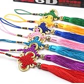 Satin Silk Handmade Chinese Knot with Soft Tassels for Wealth and Good Fortune for Home Office Decor&amp;Car Hanging Decoration(8 Pieces)