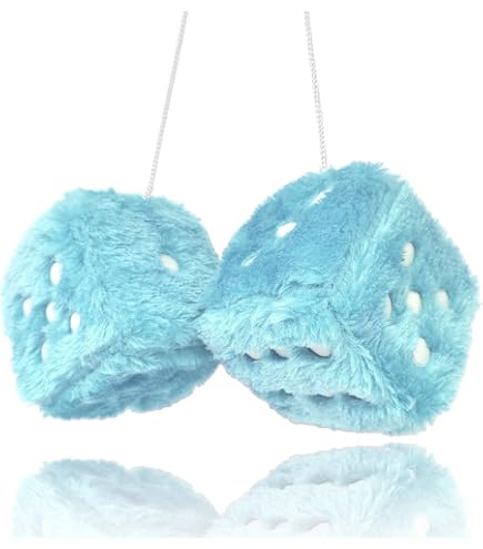 Fuzzy Plush Dice Car Mirror Hangers – Cute Polka Dot Retro Decor With Suction Cup