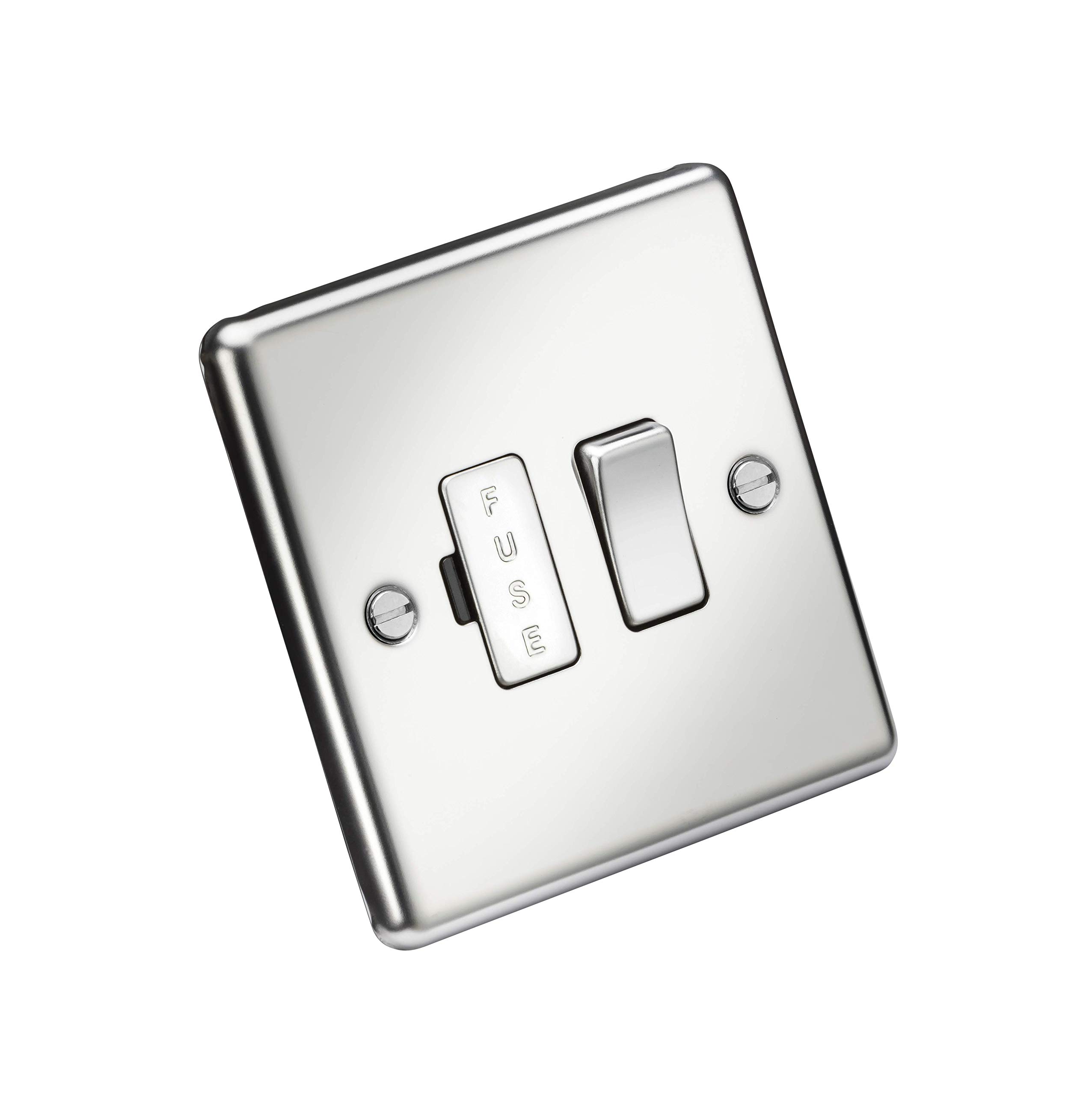 13A Switched Fused Spur Unit - Rounded Edge Polished Chrome — image 1
