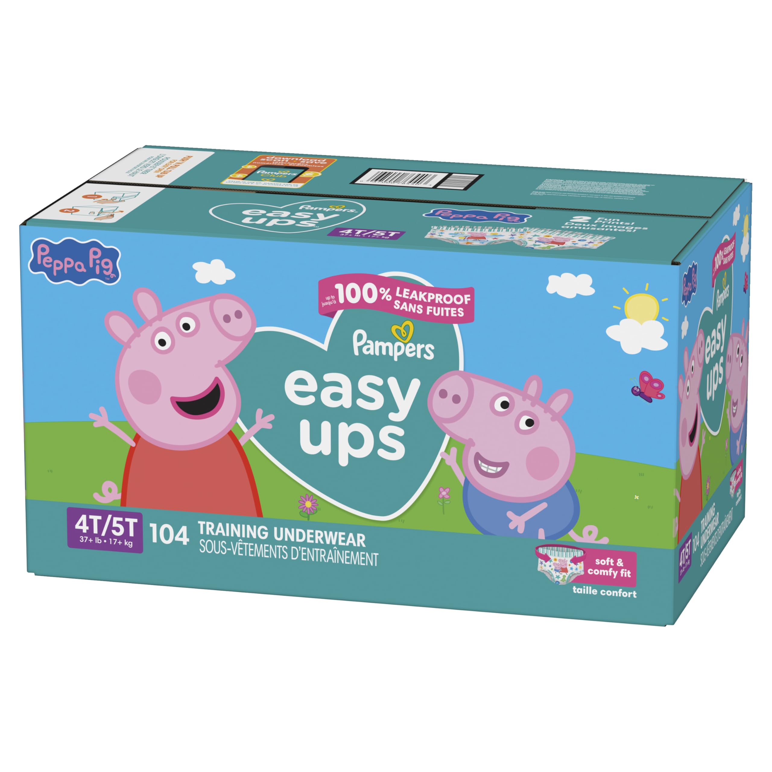 Pampers Training Pants - Easy Ups Girls & Boys - Size 4T-5T, 104 Count, Peppa Pig Potty Underwear (Packaging May Vary)