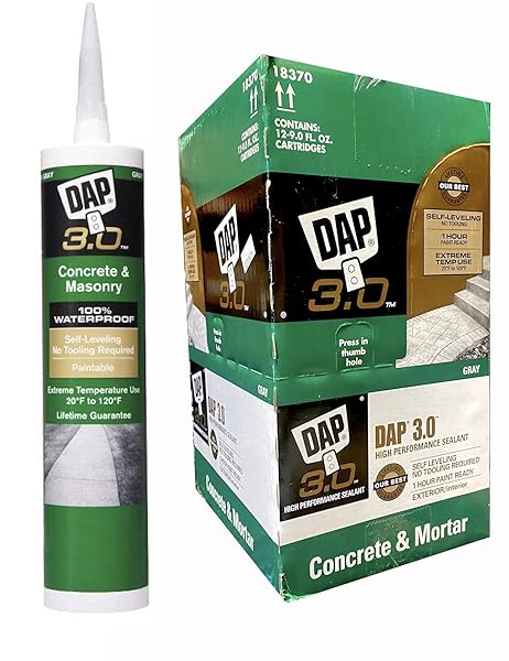 12 PACK DAP 18370 3.0 ADVANCED SELF-LEVELING CONCRETE SEALANT – GRAY 9-OZ CARTRIDGE