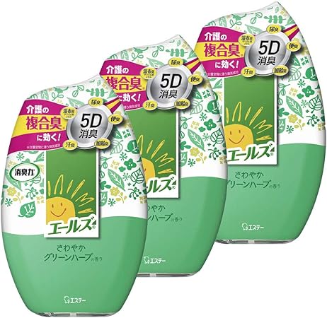 Amazon まとめ買い エールズ 介護家庭用 消臭力 さわやかグリーンハーブ 400ml 3個セット 介護 消臭剤 消臭 芳香剤 エールズ ドラッグストア