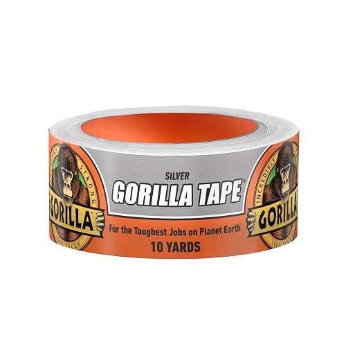Gorilla Tape Strong Utility Duct Tape, Triple Layer Strength, Indoor & Outdoor, Weather Resistant Shell - 1.88 in x 10 yd (9.1meters), Silver
