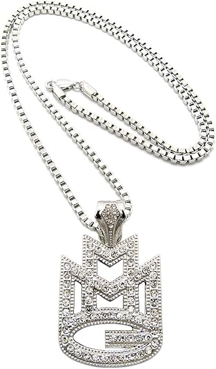 Amazon Com Crescendo Sj Inc New Iced Out Maybach Music Group Pendant 24 Box Chain Hip Hop Necklace Mz63bxr Jewelry