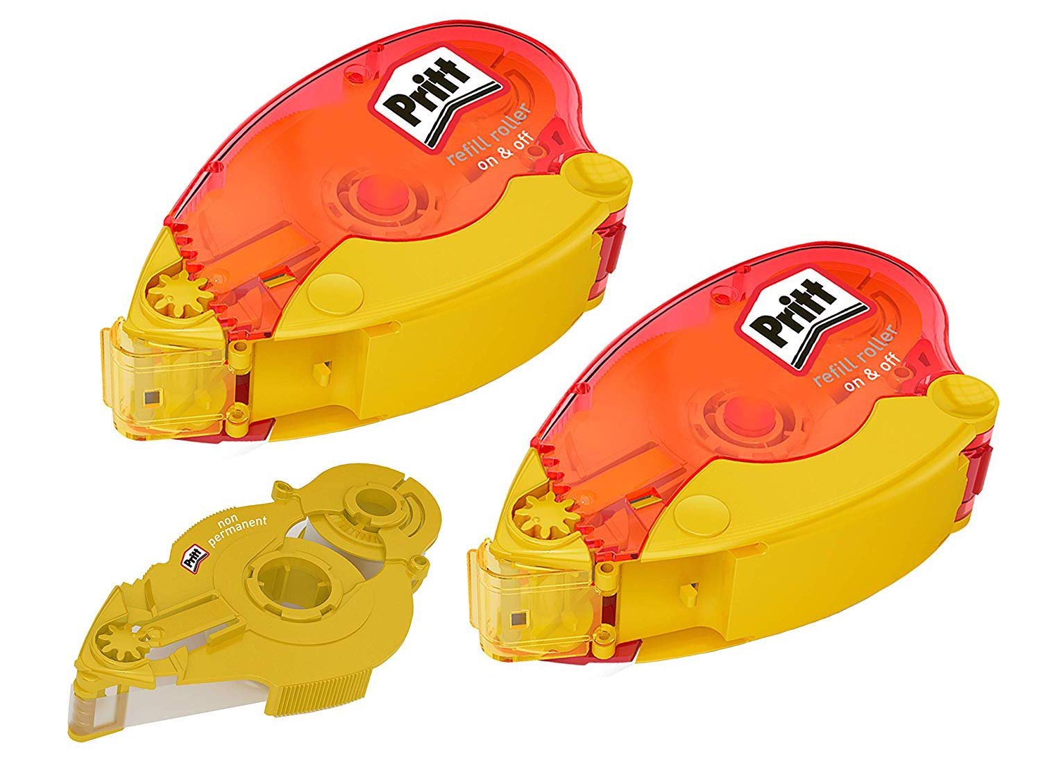 Pritt 9HZRRNHP1X Adhesive Roller Refill, Non-Permanent, for Removable Adhesive, Tape Length 16 m, Tape Width 8.4 mm, Economy Set with 2 Refillable Rollers and 1 Refill