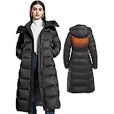 LOLA PIU Women's Winter Full Length 800 Fill Duck Down Coat,Plus Size Long Puffer Jacket Parka for Ladies,Hooded,Thickened