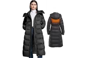 LOLA PIU Women's Winter Full Length 800 Fill Duck Down Coat,Plus Size Long Puffer Jacket Parka for Ladies,Hooded,Thickened