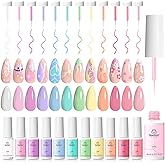 beetles Gel Polish Set, 12 Colors Sheer Pink Nude Blue Purple White Yellow Orange Lavender Gel Polish Pastel Gel Polish, Soak