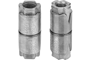12-Pack Sieqioor 3/8" x 2" Outer Diameter 3/4 Double Expansion Shield Anchors – Zinc Plated Double Expansion Shield Anchors for Concrete, Brick & Block, Heavy-Duty Inside Screw Anchors