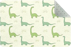 Cartoon Green Brachiosaurus Door Mats Floor Mat Indoor Outdoor Entrance Bathroom Doormat Non Slip Washable Home Decor, 24 x 16 inch
