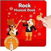 Cali's Books Rock Music Books for Toddlers 1-3 - Singing Button Sound Board Book for 2 Year Old Children, Musical Toddler Rock Songs Toys, 18 Month Interactive Learning Toy, USB-C Rechargeable