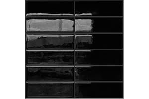 DEWOO Black Peel and Stick Kitchen Backsplash Subway Tile Back Splashes for Kitchens Peel and Stick 10-Sheet (Thin, 12"×12")