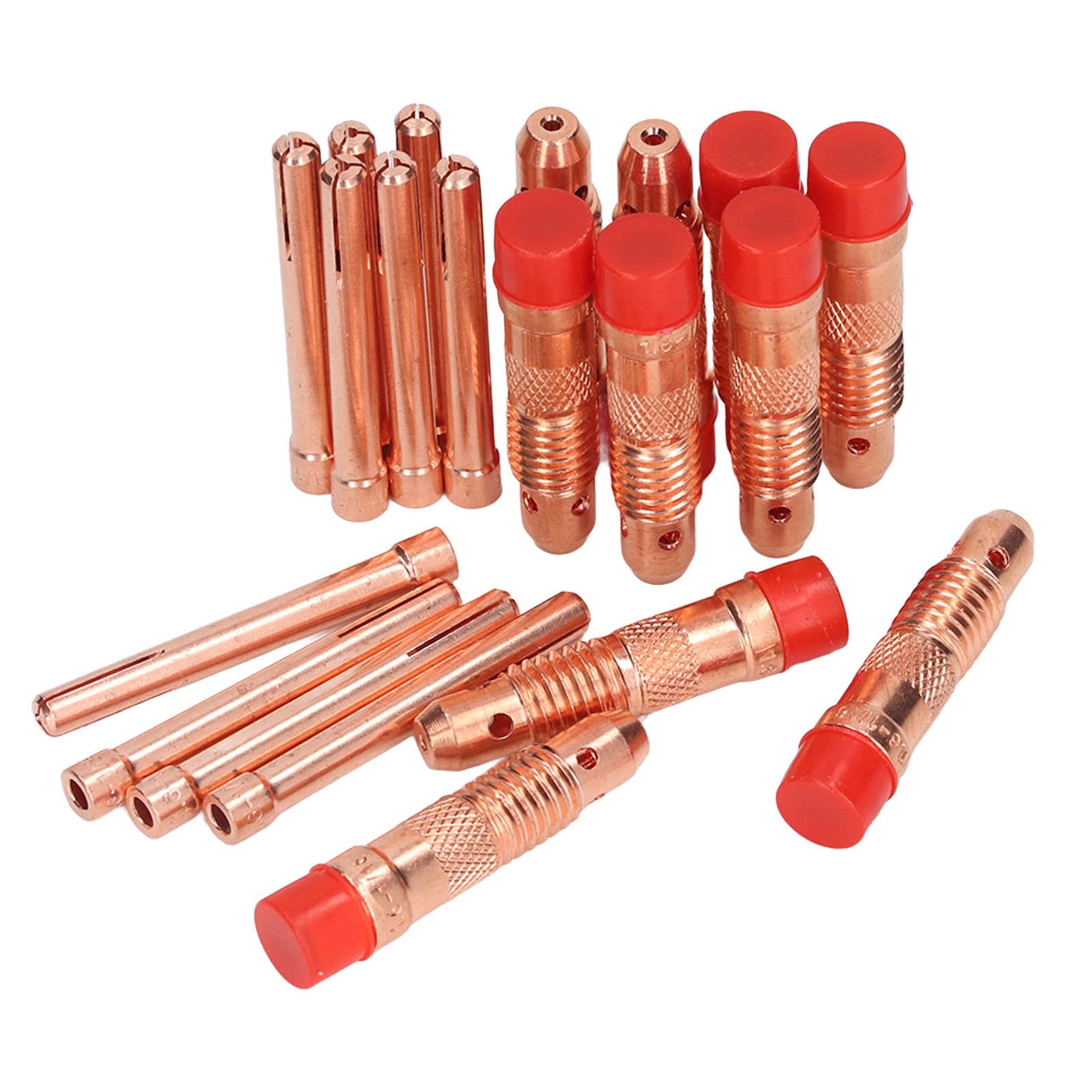 10Pcs 1.6-1/16 Torch Collet Set, Argon Arc Welding Copper Connector Consumables, with 10Pcs Torch Fittings, for WP17 WP18 WP26 Argon Arc Welding Torch