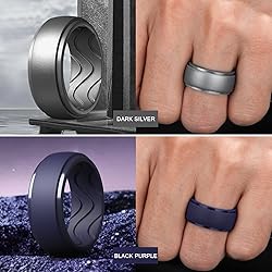 Egnaro Men's Silicone Rings 10mm Wide 2.5mm