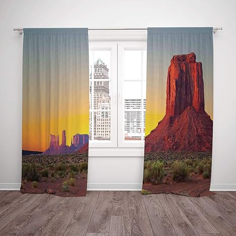 Thermal Insulated Blackout Window Curtain House Decor Sunset In