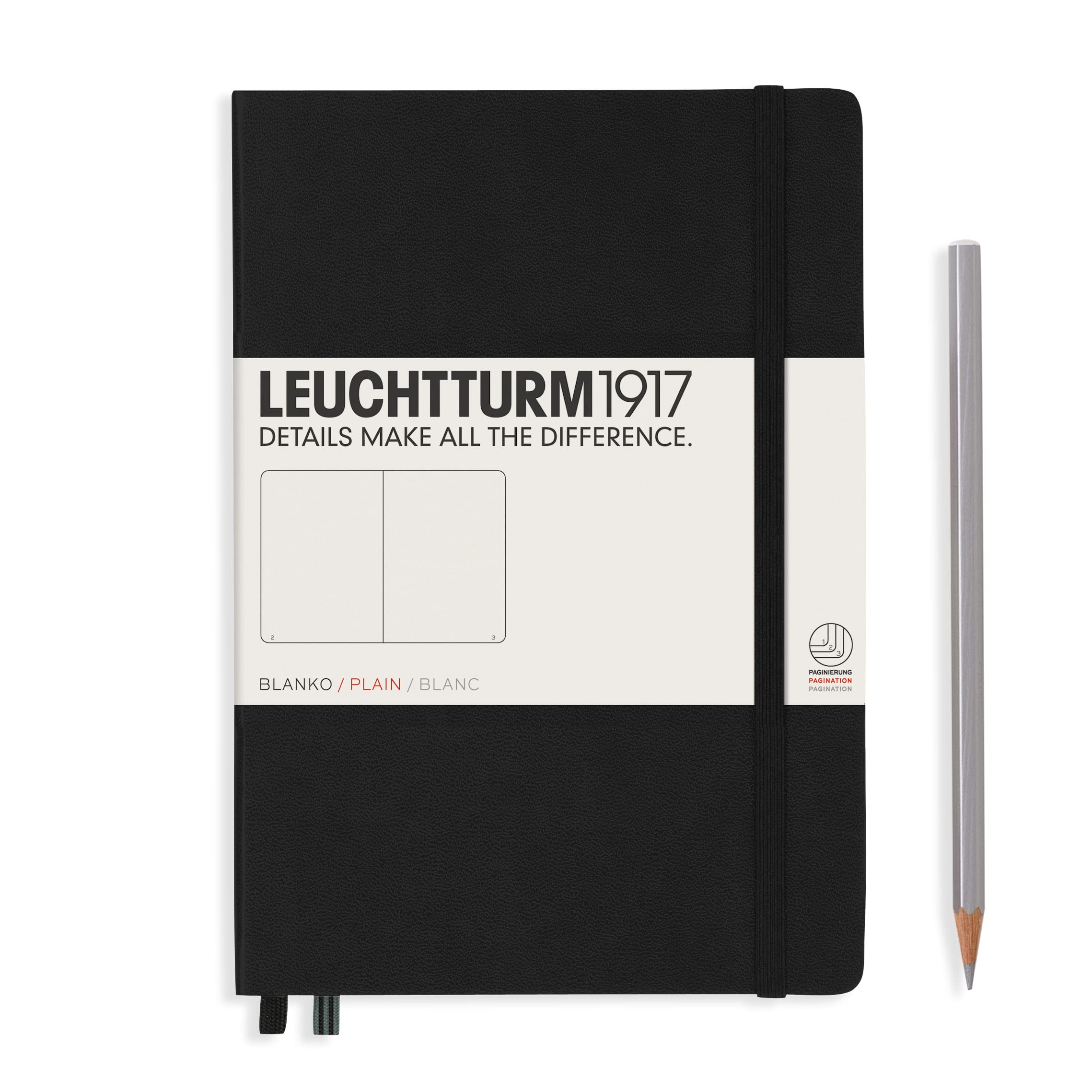 Leuchtturm 145mm x 210mm A5 Medium Plain Notebook - Black