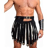 GREUS Roman Gladiator Costume Armor Skirt Apron Spartan Warrior Pteruges Cosplay Belt Adjustable Battle Kilt Accessory