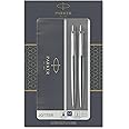 Parker Jotter Duo Gift Set with Ballpoint Pen & Mechanical Pencil (0.5mm) | Stainless Steel with Chrome Trim | Blue Ink Refill