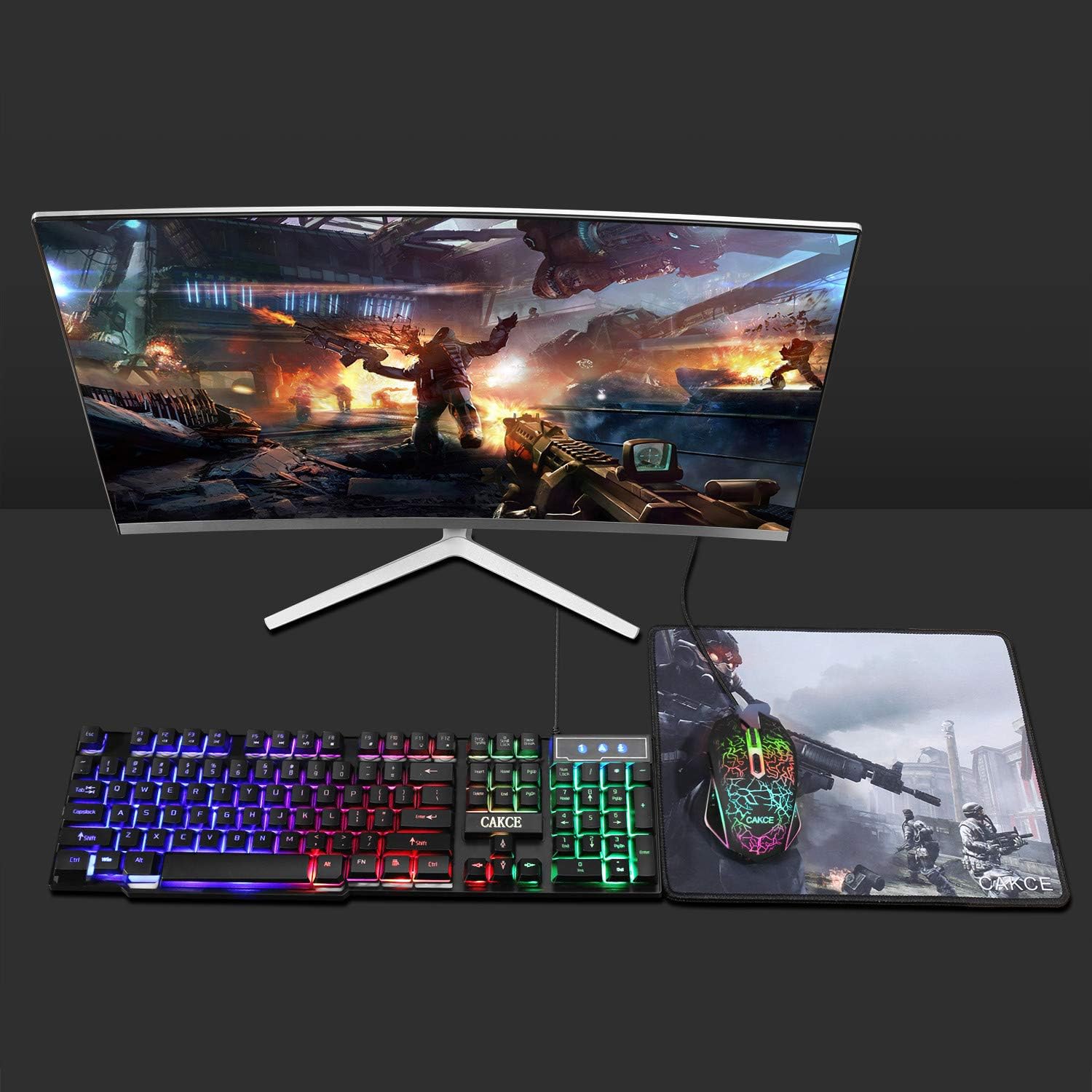 RGB Gaming Keyboard and Colorful Mouse Combo,USB Wired LED Backlight Gaming Mouse and Keyboard for Laptop PC Computer Gaming and Work,Letter Glow,Mechanical Feeling: Computers & Accessories