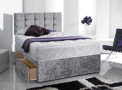 Silver Memory Foam Divan Bed With Orthopedic Mattress Free