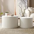 Amazon.com: kevinplus 42.52'' White Round Nesting Coffee Table Set of 2 ...