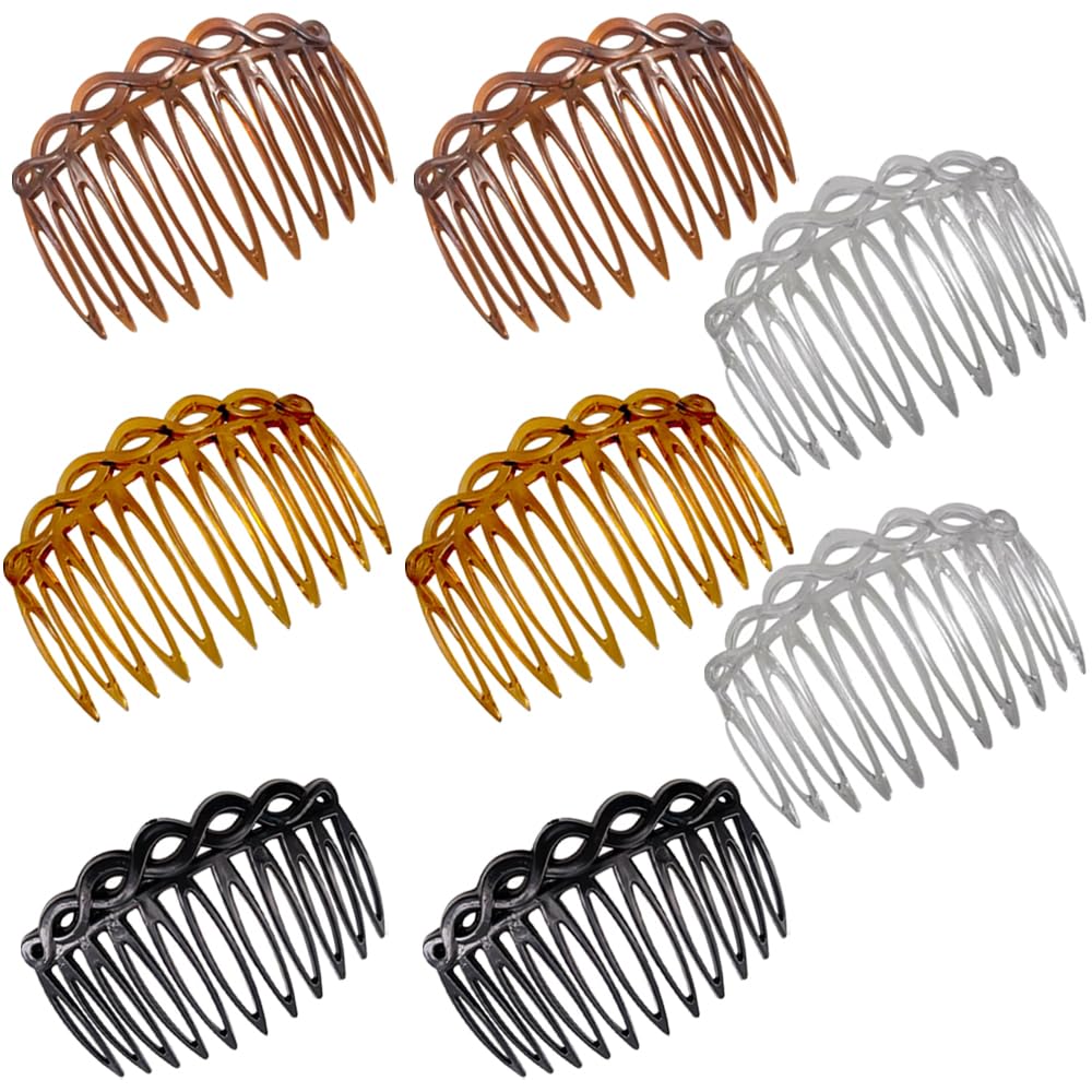 yueXinCh 8 Pcs Decorative Hair Accessories for Women Girls - Tortoise & French Comb with 11 Teeth for Ladies