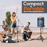 Pyle Portable PA Speaker Bluetooth 600W Karaoke with Wheels & Lights view 5