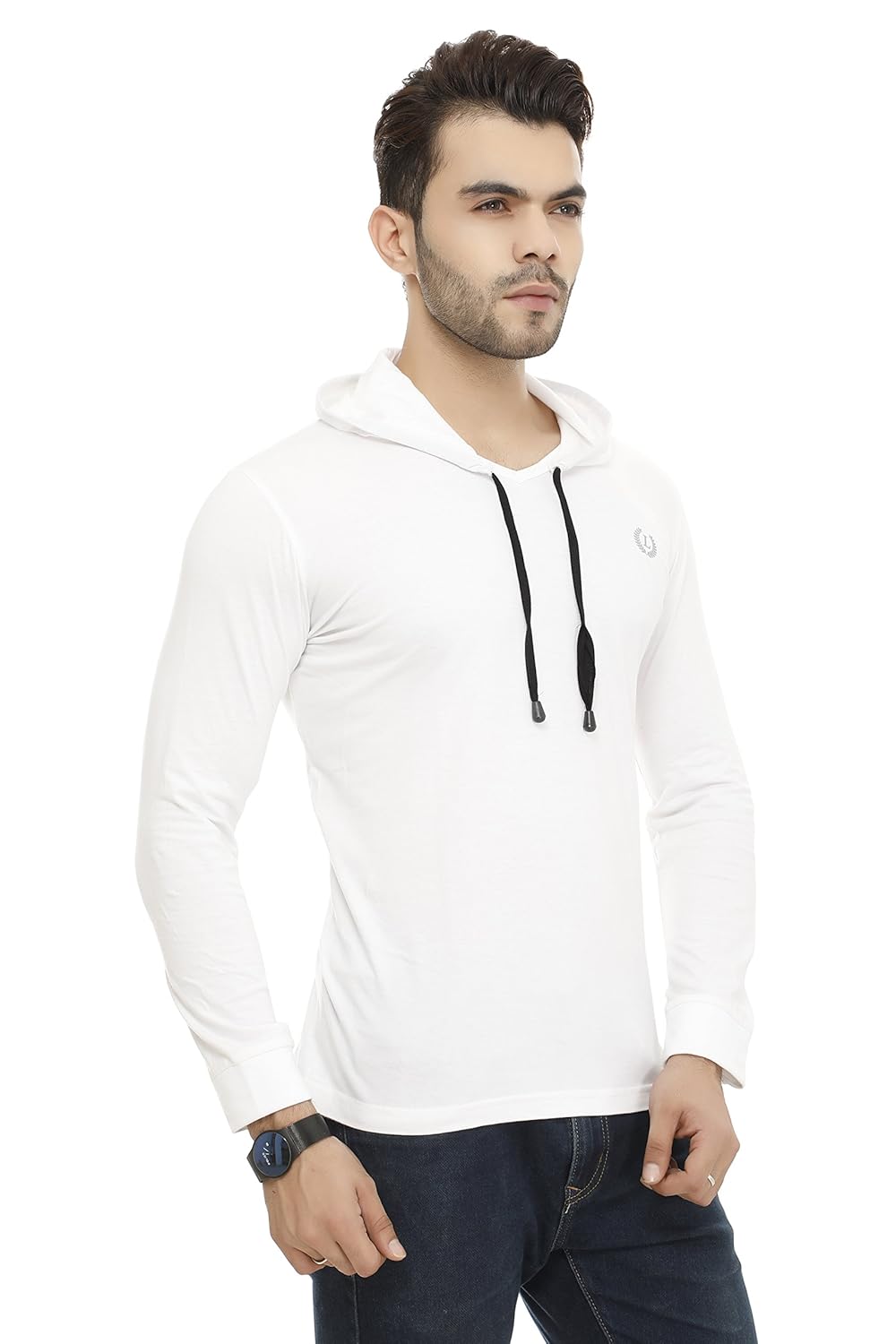 lee marts men's cotton hooded full sleeves t-shirt