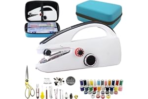 ZASIDLER Handheld Sewing Machine Heavy Duty, with Blue Leather Storage Case and 110-Piece Sewing Kit, Mini Portable, Ideal for Adults & Beginners, Complete Set of Quick Home Clothing Repair Tools, Perfect Gift