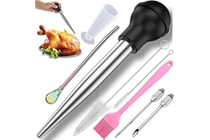 Yoki Peony Turkey Baster Syringe Turkey Injector Cooking Seasoning Pump Commercial Grade Roast Duck Turkey Roast Cream Pump