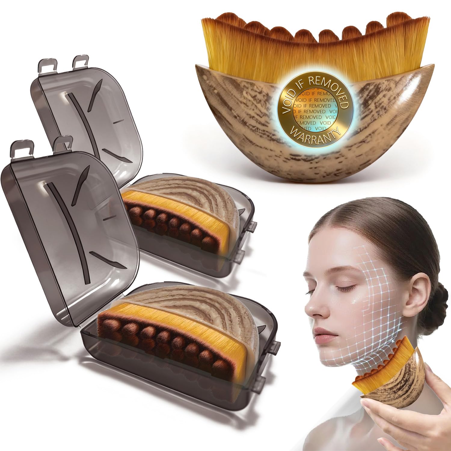 Photo 1 of ****MISSING CASE***New Lymphatic Contour Face Brush, Face Brush For Lymphatic Drainage,Soft Facial Sculpting GuaSha Dry Tool?Face Contour Depuff Lift Tool For Anti-Puffiness & Detox, Fit The Skin Precisely ?2 Pcs?