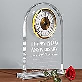 QAZMJUE 40th Wedding Anniversary Clock Gifts for Couples - Elegant Crystal Glass Clock Keepsake for Husband & Wife - Unique Home Decor for 40 Years of Marriage