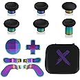 eXtremeRate 13 in 1 Component Pack Kit for Xbox Elite Series 2 Controller, 6 Metal Thumbsticks & Tool, 2 D-Pads, 4 Paddles for Xbox Elite Series 2 Core Controller - Metallic Rainbow Aura Blue & Purple