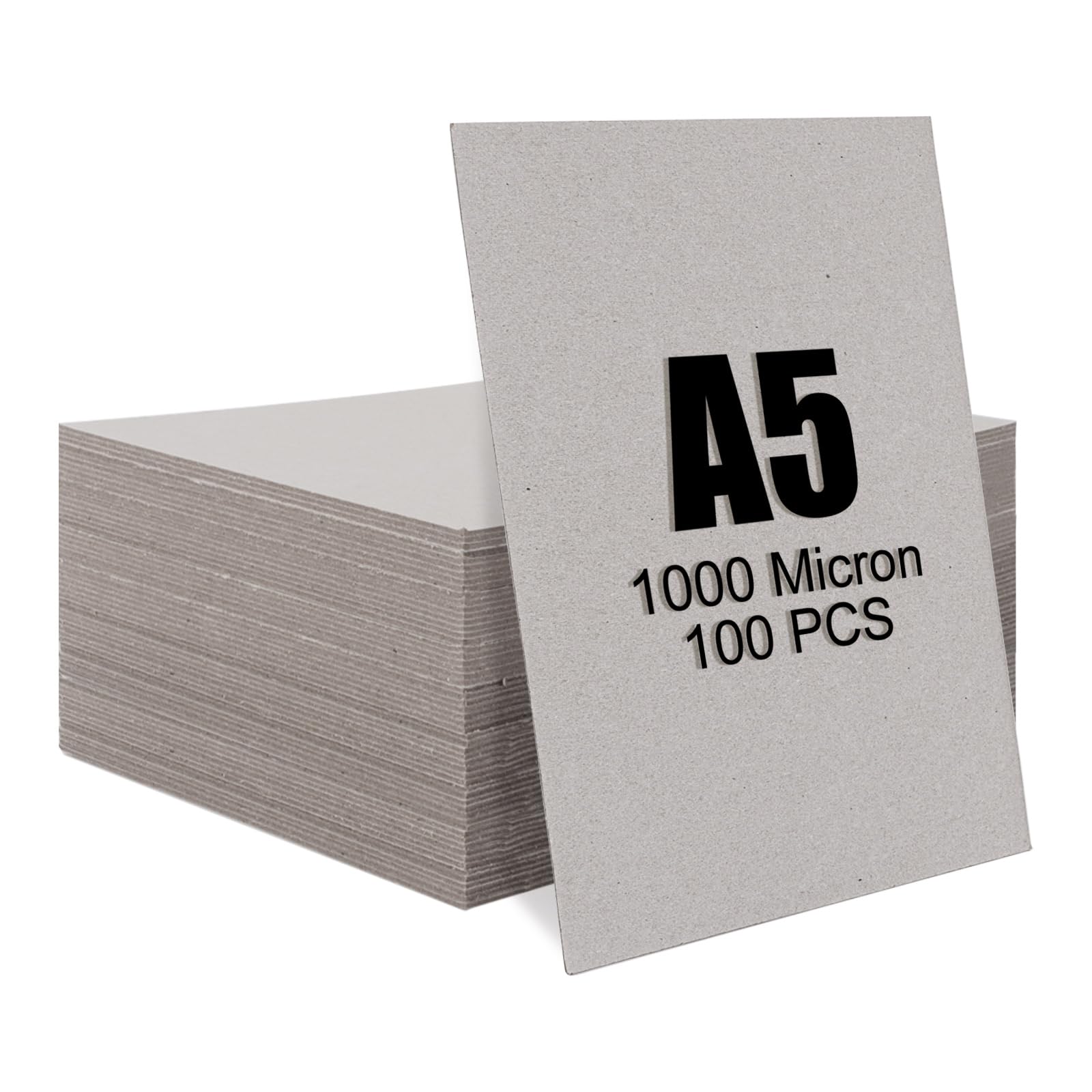 WOPPLXY A5 Greyboard 100 Sheets - 1000 Micron Grey Board A5 Mount Backing Board - 1mm Double-Side Thick Cardboards Mount Card for Craft, Model Making