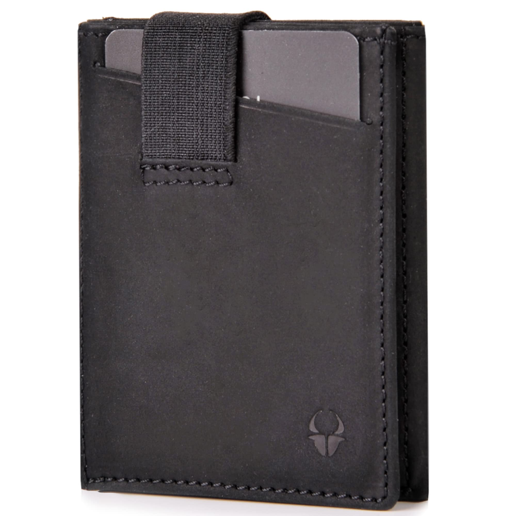 DONBOLSO Wallet 2 I Slim Wallet with Coin Pocket and RFID Protection I 8 Card Slots for up to 12 Cards I I Genuine Leather Credit Card Holder for Men and Women I Black Vintage