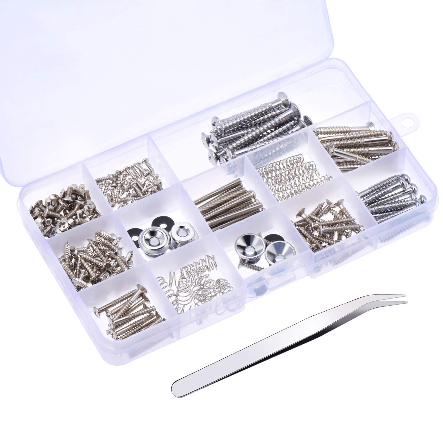 MAKA Kit De 149 Tornillos Negros Para Guitarra Eléctrica – Puente, Pastillas, Golpeador Y Más, Con Resortes