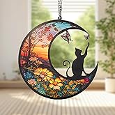 Rislobx Cat Memorial Hanging, Lost Pet Sympathy Gift, Plastic Suncatcher, Memory Ornaments for Cat Lovers (Butterfly)