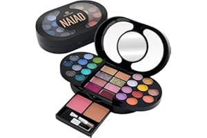 Color Nymph Travel Makeup Palette with Mulit-Colors Eyeshadows,Concealer, Body Glitter,Lip Glosses,Blush,Highlighter,Makeup Applicators And Mirror