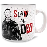 Halloween II "Slay All Day" Ceramic Camper Mug | BPA-Free Travel Coffee Cup For Espresso, Caffeine, Cocoa, Beverage | Home & Kitchen Essentials | Michael Myers Horror Movie Gifts | Holds 20 Ounces