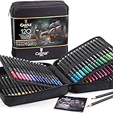 Castle Art Supplies 120 Colored Pencils Zipper-Case Set | Quality Soft Core Colored Leads for Adult Artists, Professionals an