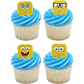DecoPac SpongeBob SquarePants™ Mood Faces Rings, SpongeBob Cupcake Decorations Featuring SpongeBob SquarePants, Yellow - 24 Pack