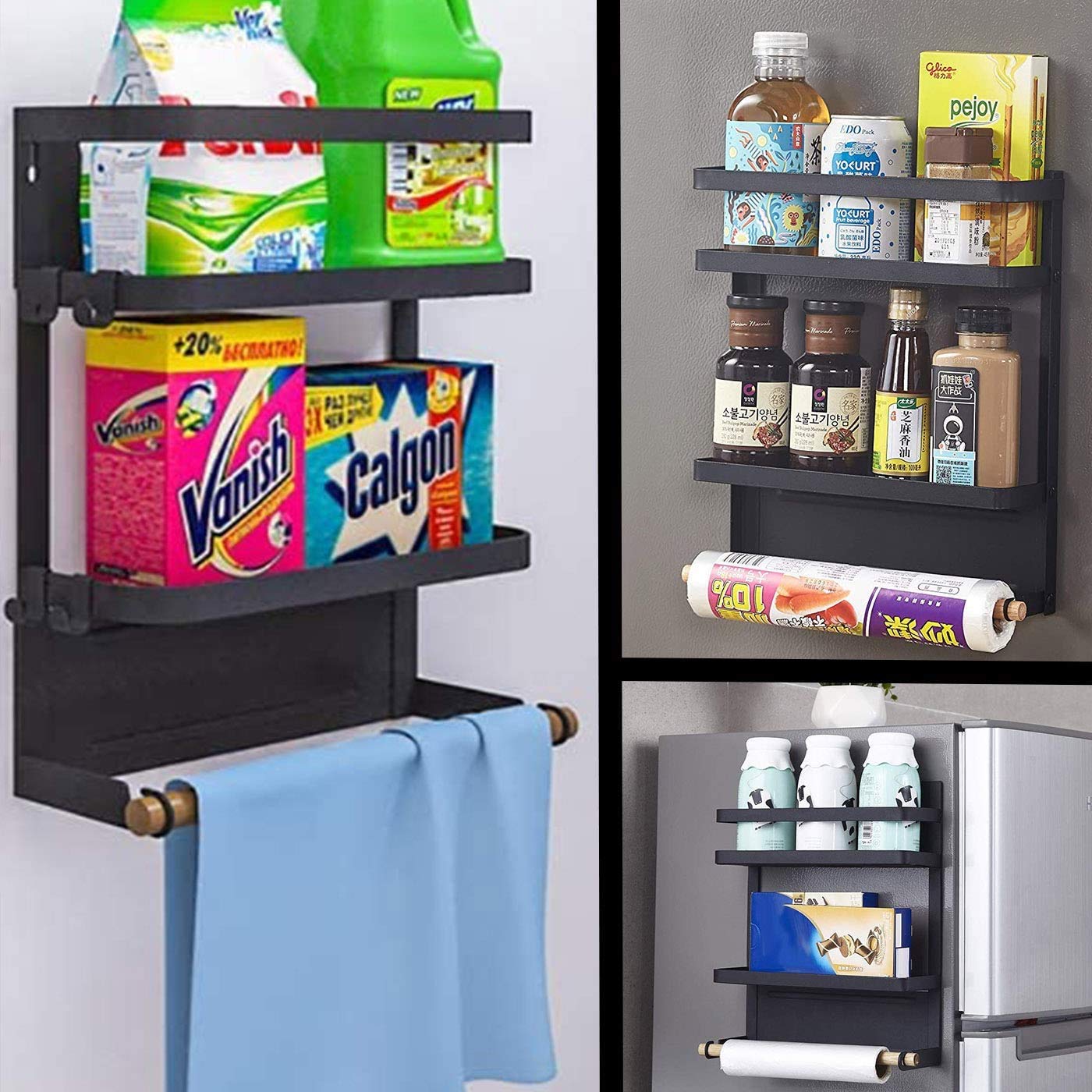 Couah Magnetic Spice Rack,Magnetic Paper Towel Holder Super Magnetic ...