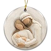 Holy Family Nativity Ornament 2025 – Printed Round Ornament of Mary, Joseph & Baby Jesus – Christian Religious Christmas Ornament – Sacred Family Keepsake Décor – Faith Gift for Christian Families