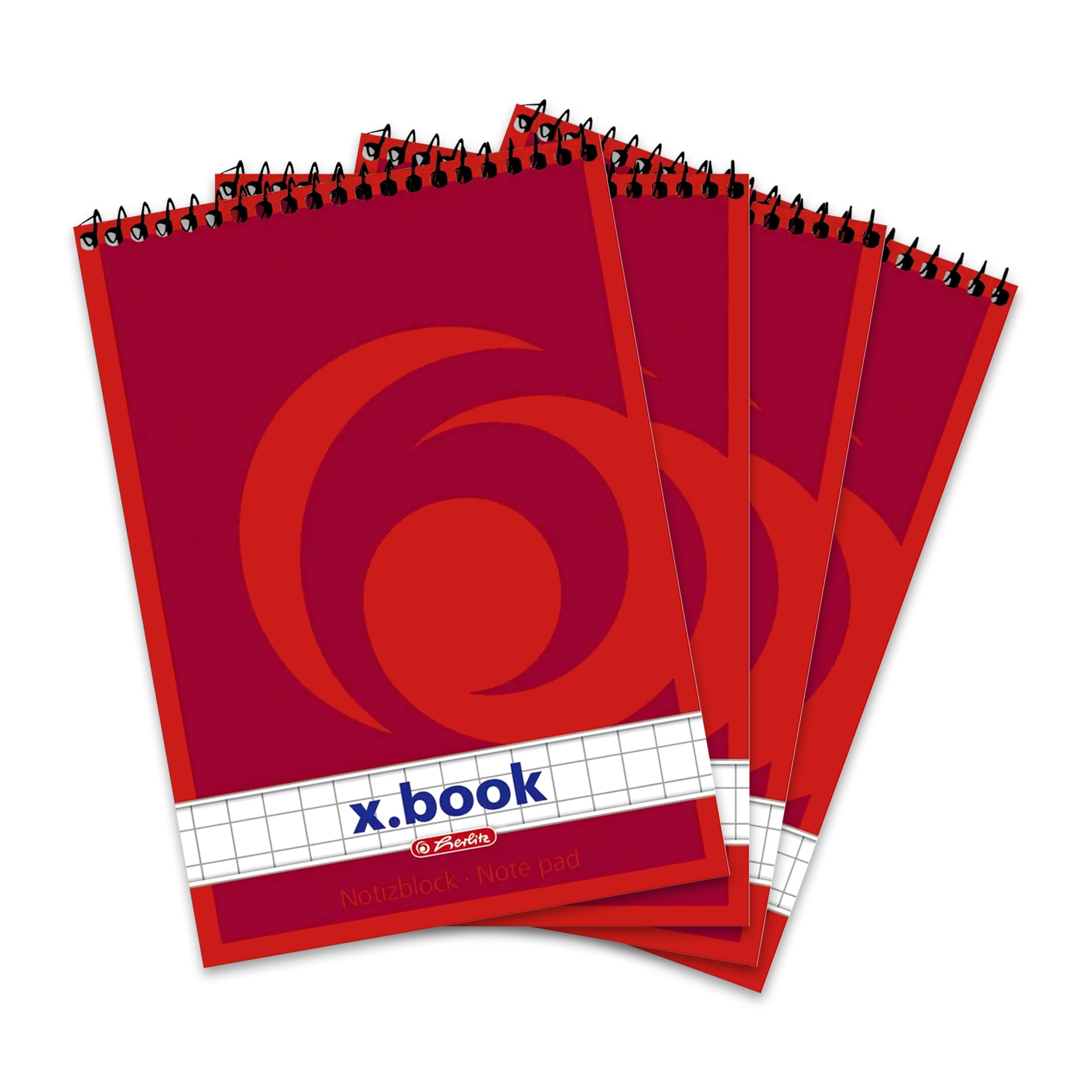Herlitz 1196344 Spiral Notebook A6, 50 Sheets, Pack of 4 a6