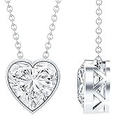 Rosec Jewels Certified 2 Carat Cubic Zirconia Heart Necklace With Silver Chain, Aaaaa Quality, CZ Promise Necklace - Ready To Gift